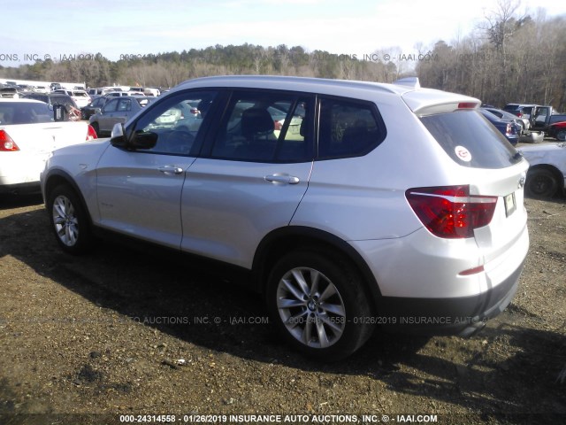 5UXWX9C50DLK59916 - 2013 BMW X3 XDRIVE28I SILVER photo 3