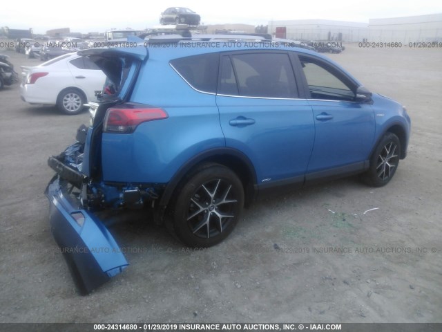 JTMJJREV1HD100350 - 2017 TOYOTA RAV4 HV SE BLUE photo 4