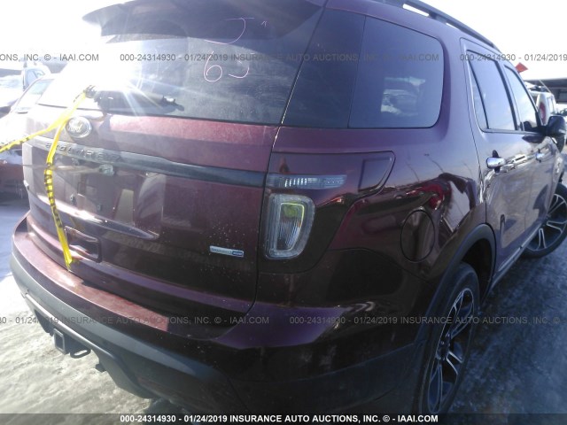 1FM5K8GT0DGB76957 - 2013 FORD EXPLORER SPORT RED photo 4