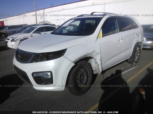 5XYKW4A27CG264815 - 2012 KIA SORENTO SX WHITE photo 2