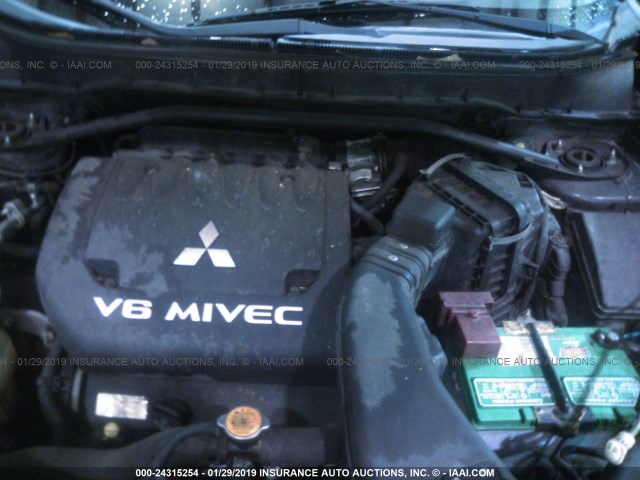 JA4MS31X47U014554 - 2007 MITSUBISHI OUTLANDER ES/LS შავი ფოტო 10