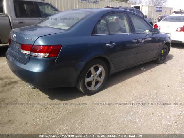 5NPEU46F47H235334 - 2007 HYUNDAI SONATA SE/LIMITED BLUE photo 4