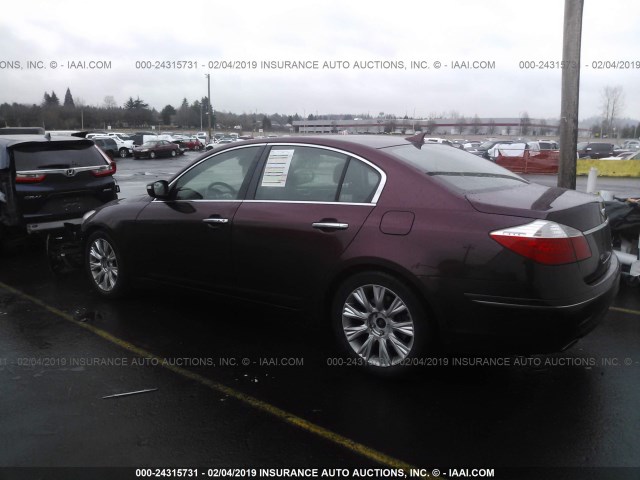 KMHGC46E49U025971 - 2009 HYUNDAI GENESIS 3.8L BURGUNDY photo 3