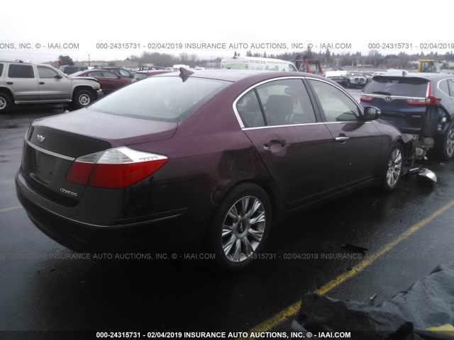 KMHGC46E49U025971 - 2009 HYUNDAI GENESIS 3.8L BURGUNDY photo 4