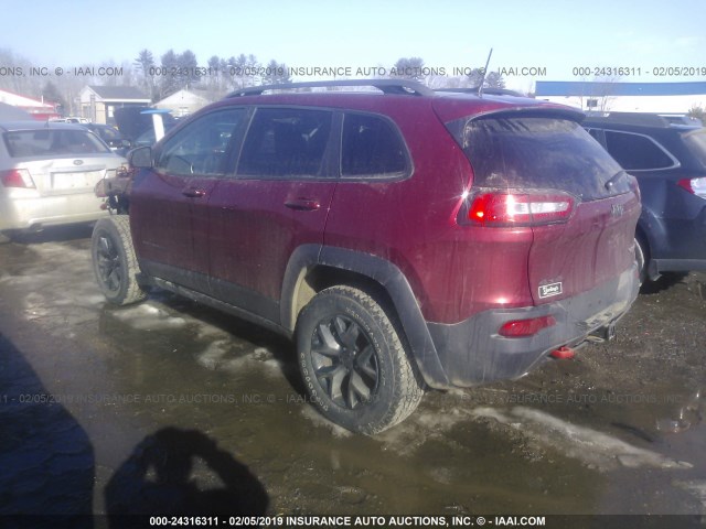 1C4PJMBS4GW188966 - 2016 JEEP CHEROKEE TRAILHAWK MAROON photo 3