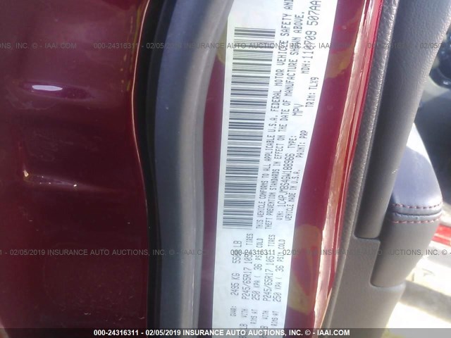 1C4PJMBS4GW188966 - 2016 JEEP CHEROKEE TRAILHAWK MAROON photo 9