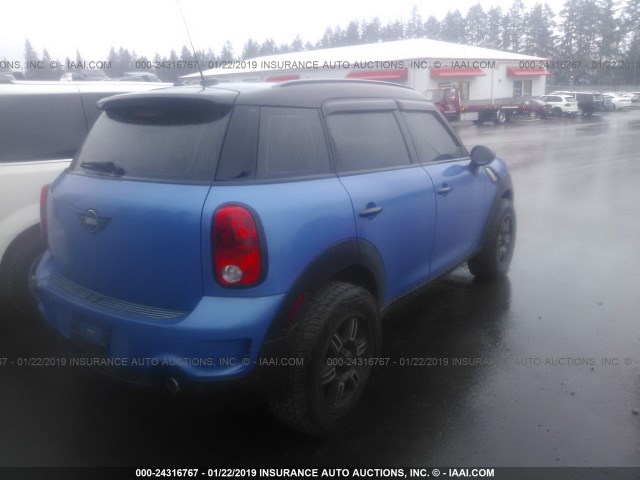 WMWZC5C59EWM17167 - 2014 MINI COOPER S COUNTRYMAN BLUE photo 4