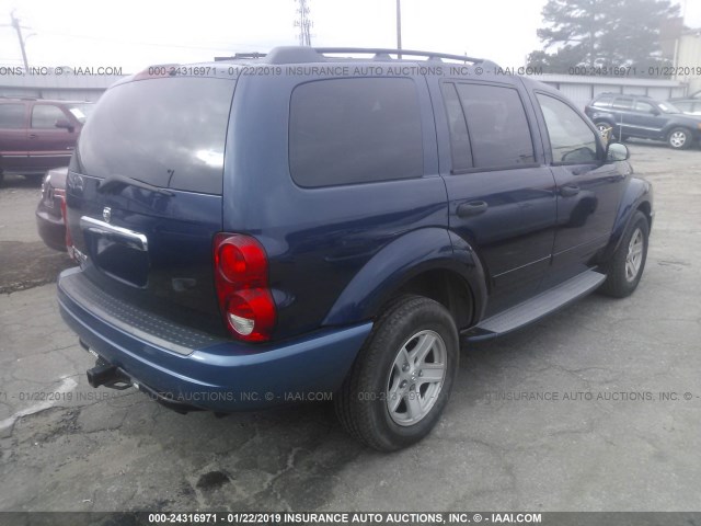 1D4HB48NX5F577873 - 2005 DODGE DURANGO SLT BLUE photo 4