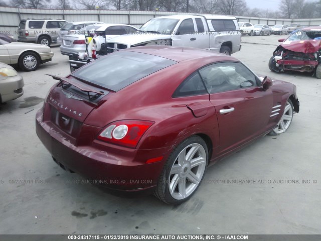 1C3AN69L66X065140 - 2006 CHRYSLER CROSSFIRE LIMITED RED photo 4