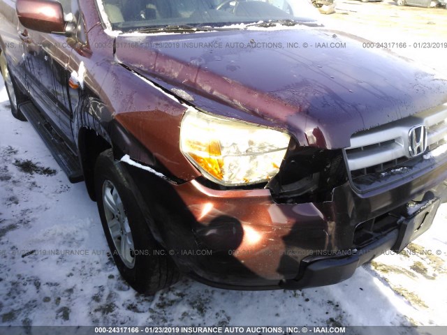 5FNYF28238B001630 - 2008 HONDA PILOT VP PURPLE photo 6