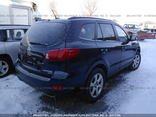 5NMSH73E68H186642 - 2008 HYUNDAI SANTA FE SE/LIMITED BLUE photo 4