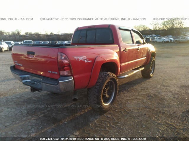 5TELU42N05Z041124 - 2005 TOYOTA TACOMA DOUBLE CAB 红色 照片 4