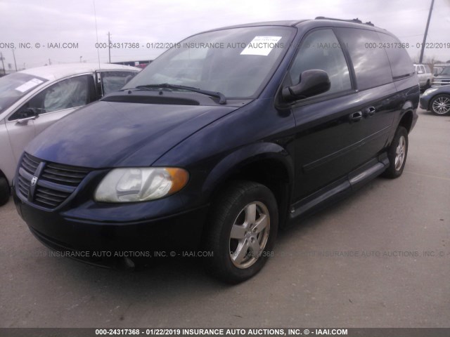 2D4GP44L75R210620 - 2005 DODGE GRAND CARAVAN SXT Azul foto 2
