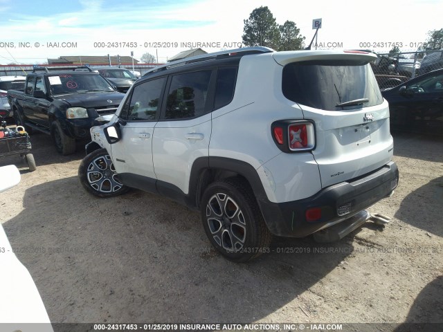 ZACCJADT7FPB38478 - 2015 JEEP RENEGADE LIMITED WHITE photo 3