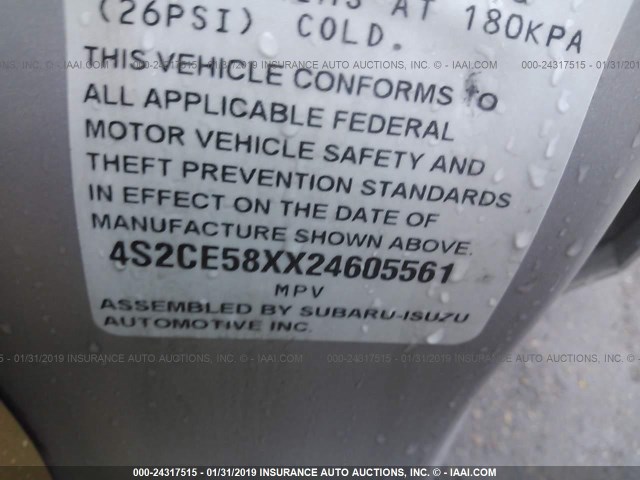 4S2CE58XX24605561 - 2002 ISUZU AXIOM XS Gümüş foto 9