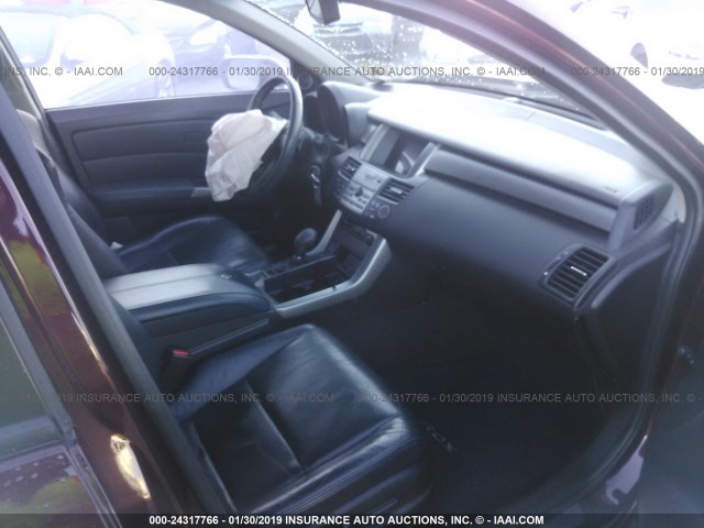 5J8TB1H27AA005535 - 2010 ACURA RDX MAROON photo 5