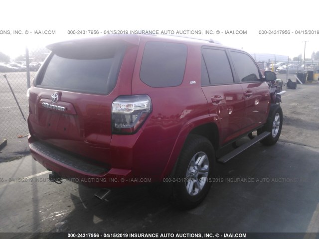 JTEBU5JR2H5479006 - 2017 TOYOTA 4RUNNER SR5 PREM/LTDL/TRAIL/TRD RED photo 4