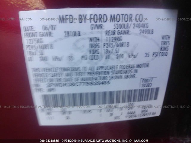 2FMDK38C77BB29465 - 2007 FORD EDGE SEL RED photo 9