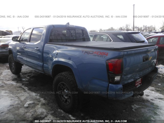 3TMDZ5BN5KM060594 - 2019 TOYOTA TACOMA DOUBLE CAB/SR5/TRD SPORT/ BLUE photo 3