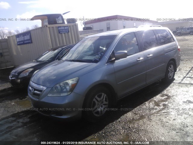 5FNRL38725B134714 - 2005 HONDA ODYSSEY EXL Light Blue photo 2