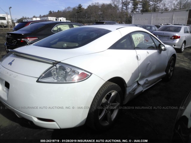 4A3AK24FX8E005730 - 2008 MITSUBISHI ECLIPSE GS WHITE photo 4