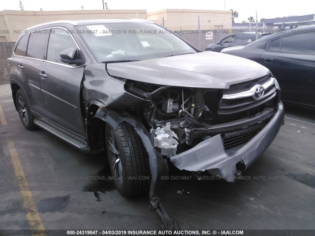 5TDKKRFH3GS150292 - 2016 TOYOTA HIGHLANDER XLE GRAY photo 1