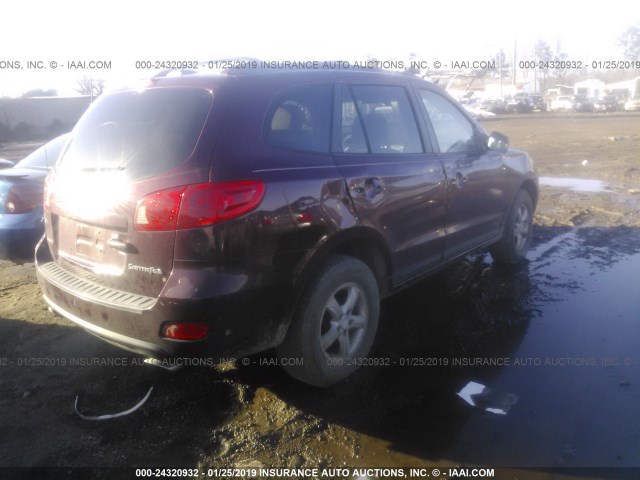 5NMSG13D77H108635 - 2007 HYUNDAI SANTA FE GLS BURGUNDY photo 4