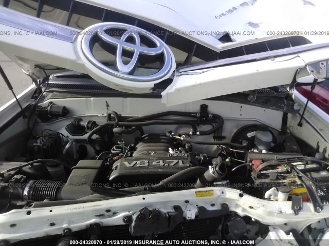 5TDZT34A25S262545 - 2005 TOYOTA SEQUOIA SR5 WHITE photo 10