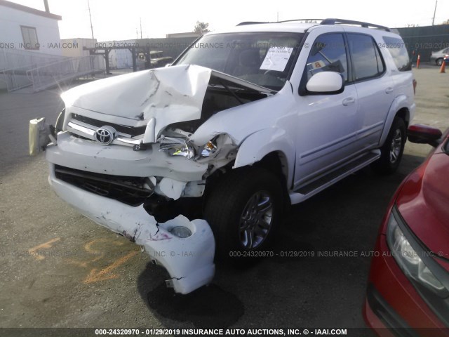 5TDZT34A25S262545 - 2005 TOYOTA SEQUOIA SR5 WHITE photo 2