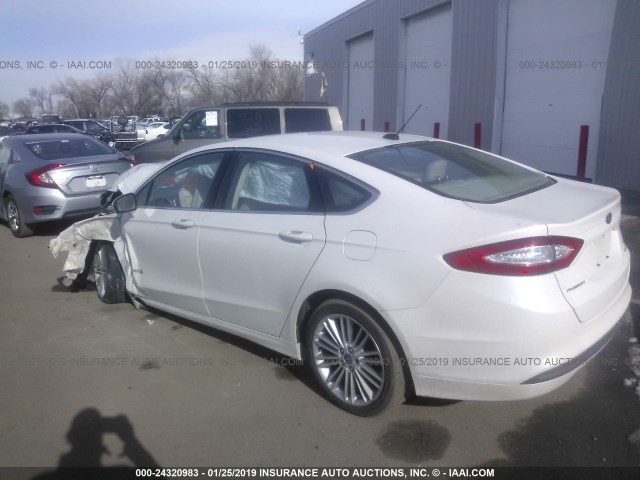 3FA6P0LU6DR267692 - 2013 FORD FUSION SE HYBRID WHITE photo 3