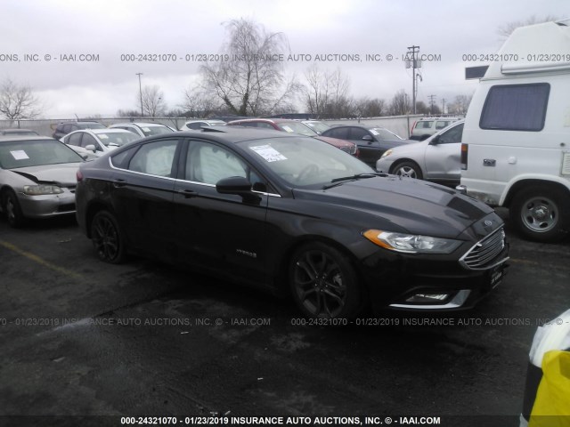 3FA6P0LU5JR124034 - 2018 FORD FUSION SE HYBRID BLACK photo 1