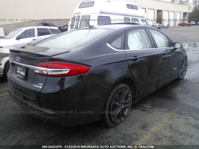 3FA6P0LU5JR124034 - 2018 FORD FUSION SE HYBRID BLACK photo 4