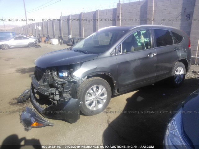 JHLRM3H78CC011669 - 2012 HONDA CR-V EXL GRAY photo 2