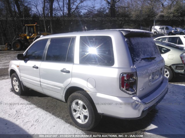 2HKYF18166H556653 - 2006 HONDA PILOT LX SILVER photo 3