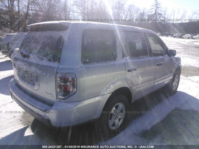 2HKYF18166H556653 - 2006 HONDA PILOT LX SILVER photo 4