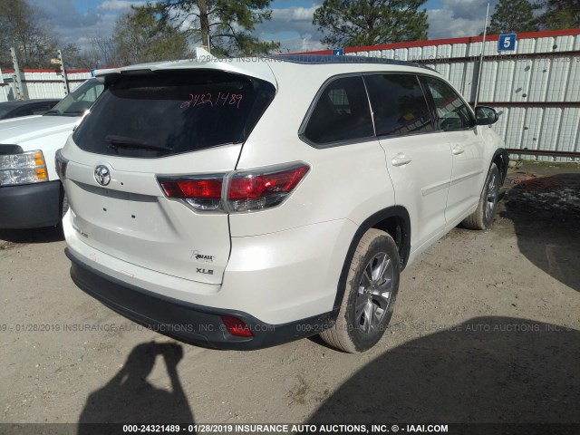 5TDKKRFH6ES029656 - 2014 TOYOTA HIGHLANDER XLE WHITE photo 4