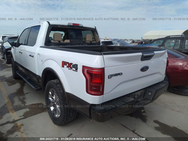 1FTEW1EG6GKD71467 - 2016 FORD F150 SUPERCREW WHITE photo 3