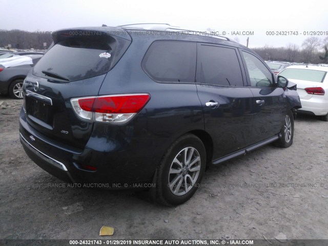 5N1AR2MM7FC714407 - 2015 NISSAN PATHFINDER S/SV/SL/PLATINUM BLUE photo 4