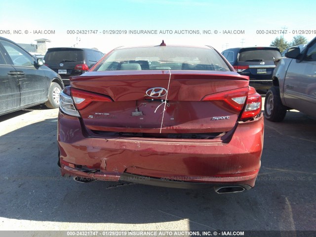 5NPE34AF1GH359118 - 2016 HYUNDAI SONATA SPORT/LIMITED RED photo 6