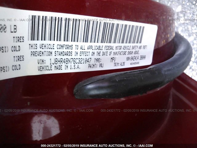 1J8HR48N76C321047 - 2006 JEEP GRAND CHEROKEE LAREDO/COLUMBIA/FREEDOM 红色 照片 9