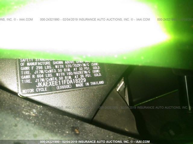 JKAEXEE11FDA18229 - 2015 KAWASAKI EX650 E GREEN photo 10