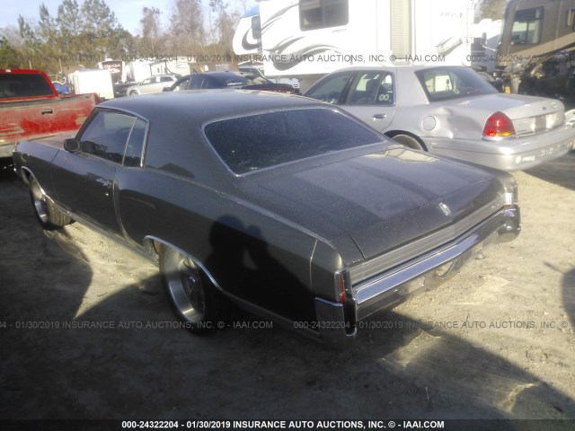 1H57J2B606567 - 1972 CHEVROLET MONTE CARLO  GRAY photo 3