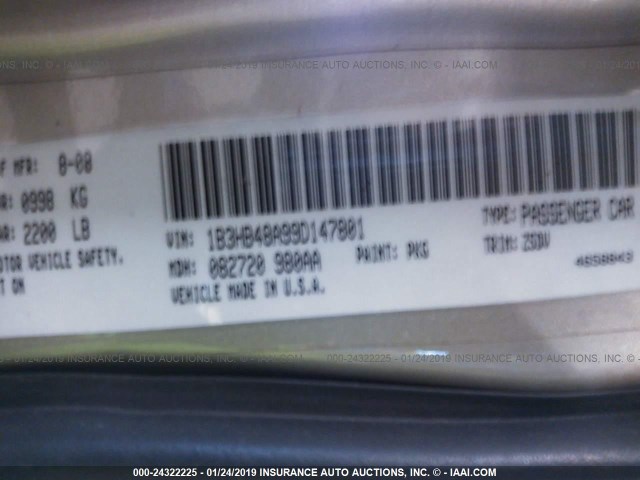 1B3HB48A99D147801 - 2009 DODGE CALIBER SXT TAN photo 9