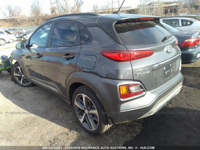 KM8K3CA50JU181974 - 2018 HYUNDAI KONA LIMITED GRAY photo 3