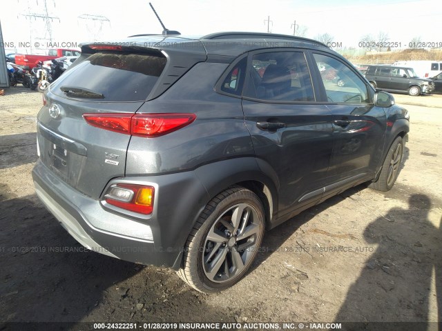 KM8K3CA50JU181974 - 2018 HYUNDAI KONA LIMITED GRAY photo 4