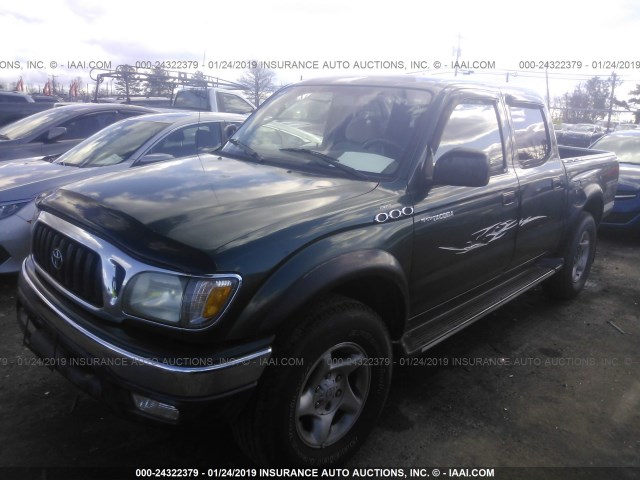 5TEHN72N81Z851681 - 2001 TOYOTA TACOMA DOUBLE CAB GREEN photo 2