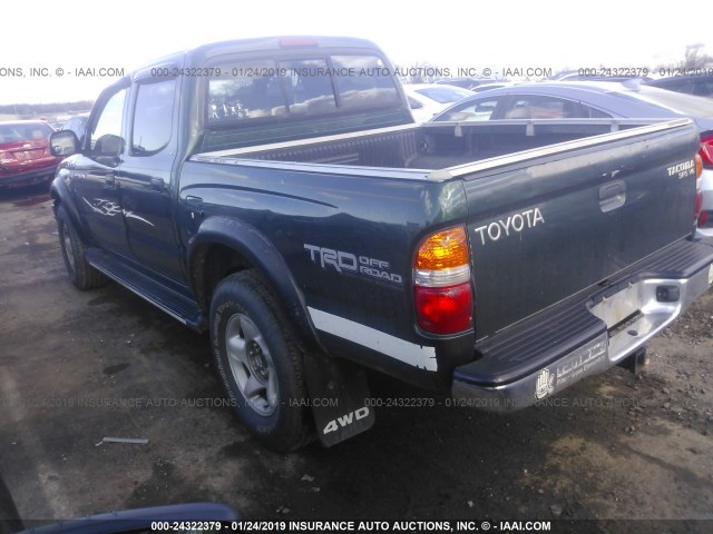 5TEHN72N81Z851681 - 2001 TOYOTA TACOMA DOUBLE CAB GREEN photo 3