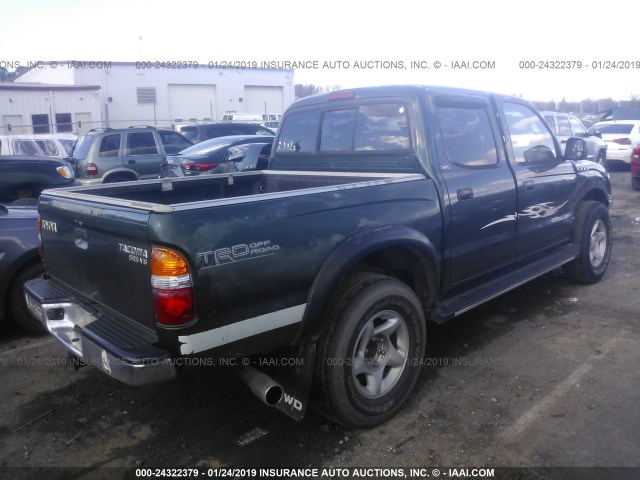 5TEHN72N81Z851681 - 2001 TOYOTA TACOMA DOUBLE CAB GREEN photo 4