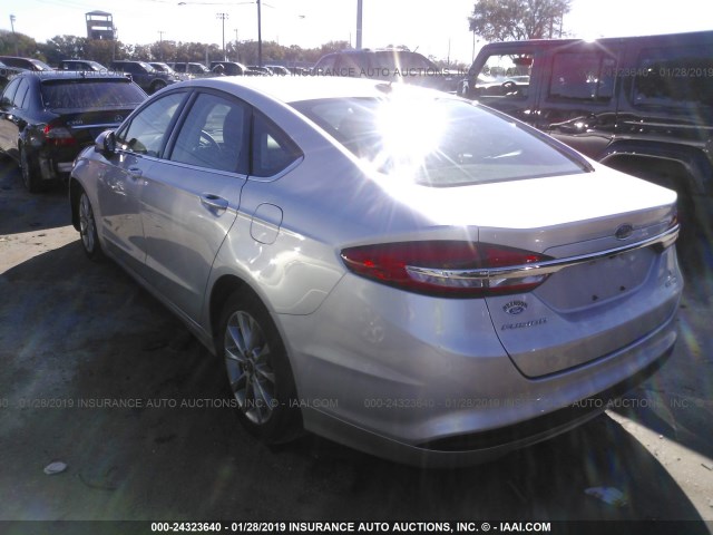 3FA6P0LU0HR233155 - 2017 FORD FUSION SE HYBRID SILVER photo 3