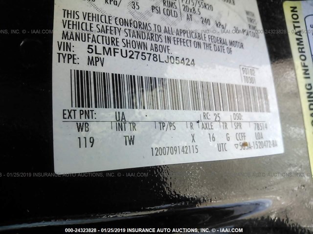 5LMFU27578LJ05424 - 2008 LINCOLN NAVIGATOR Qara foto 9